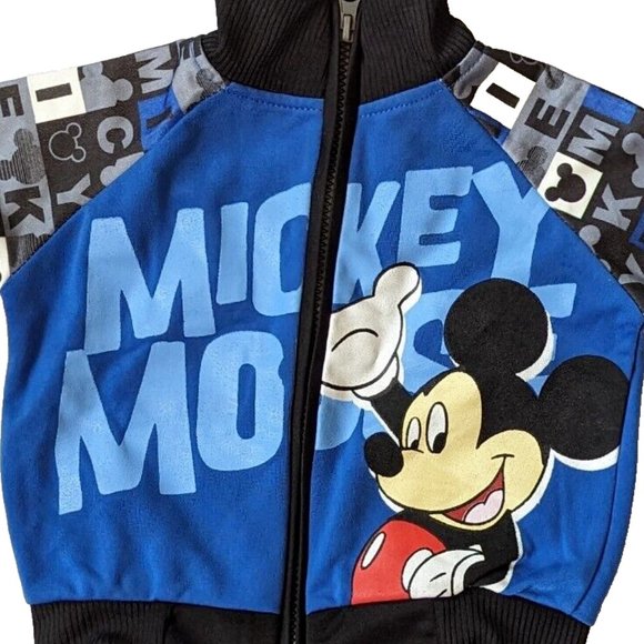 Disney Mickey Mouse 2-PC Outfit Blue Raglan Jacket & Pant Sweatshirt 12 … - Picture 3 of 8